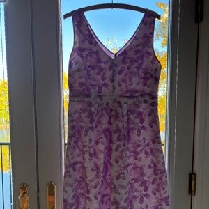 Merona White & Purple Floral Dress – Size 8